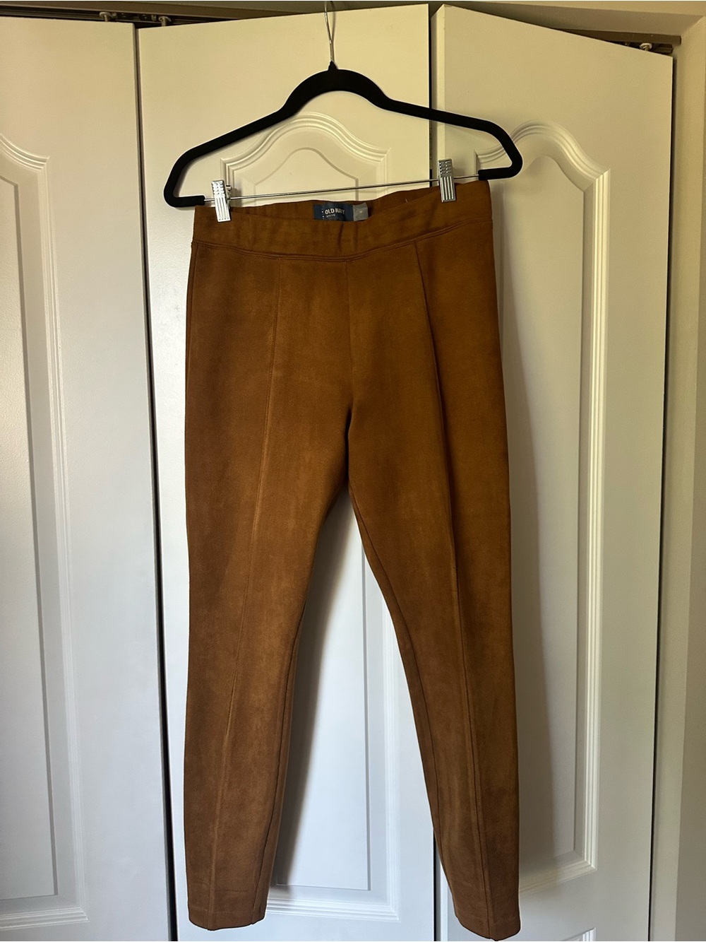 Brown Suede-Look Pull-On Pants